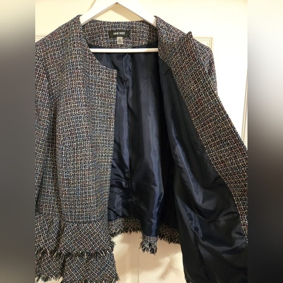 Nine West Metallic Nightsky Fringe Open Peplum Blazer NWT size 24W - Picture 3 of 15